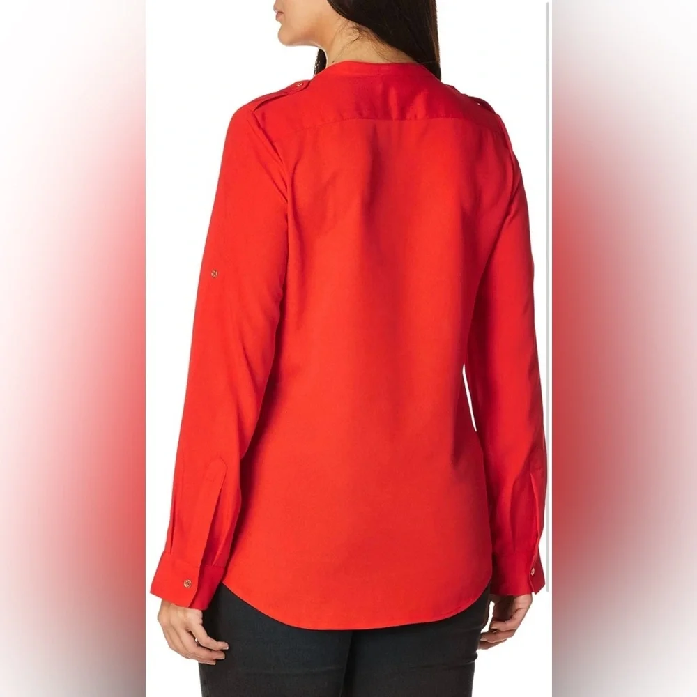 Calvin Klein Button-Up Red/Orange Blouse –‎ Size L